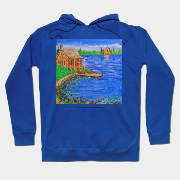 Cabin at the Lake in the Summer Season Hoodie by Matt Starr Fine Art